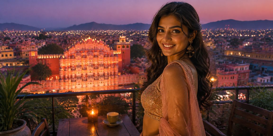 Mobile user browsing casino site in Jaipur near Hawa Mahal